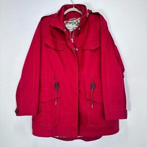 Coach Red Maroon Heavy Barn Jacket Leather Accents Monogram Vest Liner Size L